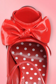Pinup Couture - Cutiepie peeptoe bow Mary Jane pumps in rood 5