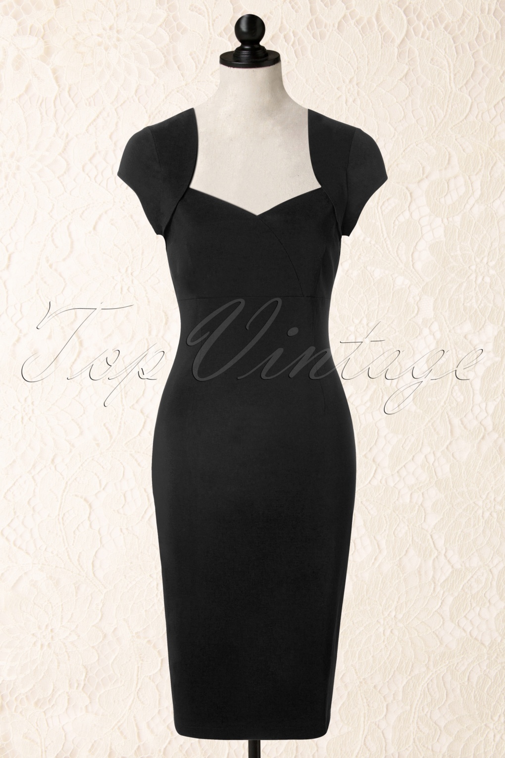 50s Regina Bengaline Pencil Dress in Black