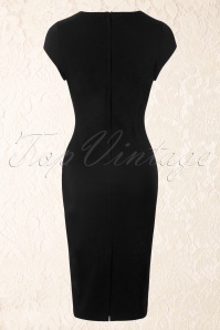 Collectif Clothing - Regina Bengaline Pencil Dress Années 50 en Noir 4