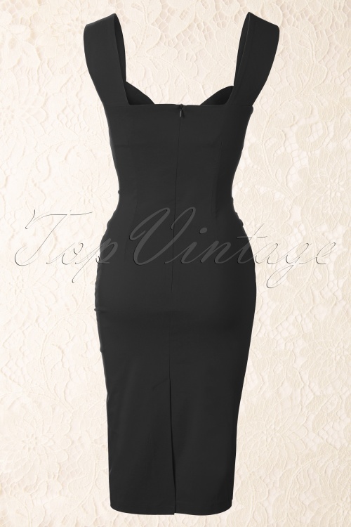 Collectif Clothing - TopVintage exclusive ~ 50s Audrey Pencil Dress Black 4