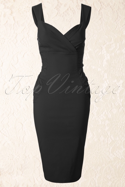 Collectif Clothing - TopVintage exclusive ~ 50s Audrey Pencil Dress Black 2