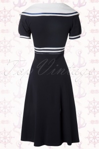 Miss Candyfloss - 50s Carla Striped Sailor Dress in Navy White 6