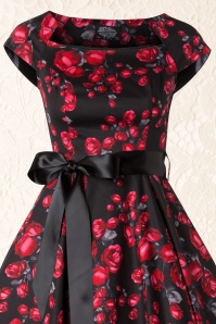 Hearts & Roses - Pretty Rose Swing Dress Années 1950 en Noir 3