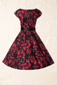 Hearts & Roses - Pretty Rose Swing Dress Années 1950 en Noir 6