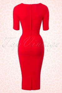 Collectif Clothing - Trixie Doll Pencil Dress Années 50 en Rouge 4
