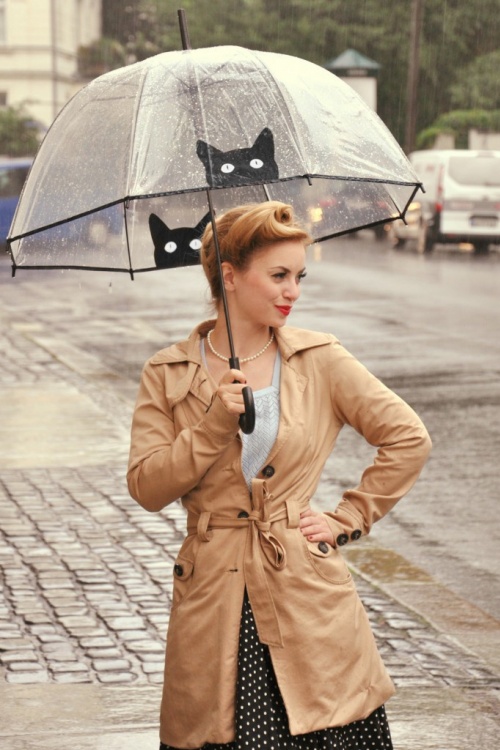So Rainy - It's Raining Cats Transparent Dome Umbrella Années 50 5