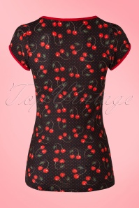 Sassy Sally - 50s Leona Cherry Art Top in Black and Red 2
