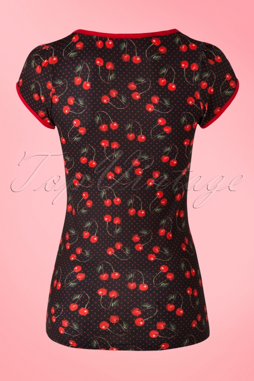 Sassy Sally - 50s Leona Cherry Art Top in Black and Red 2