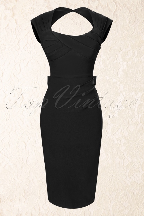 Stop Staring! - 50s Love Bow Pencil Dress in Black 2