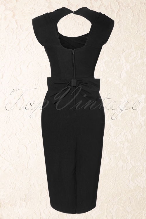 Stop Staring! - 50s Love Bow Pencil Dress in Black 5