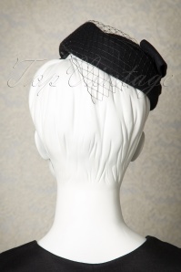 Collectif Clothing - Lucy Bow Hat aus schwarzer Wolle 3
