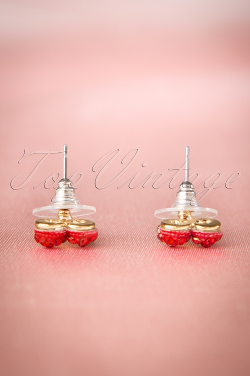 Collectif Clothing - Sweet like Cherries Earrings Années 50 en Rouge 3
