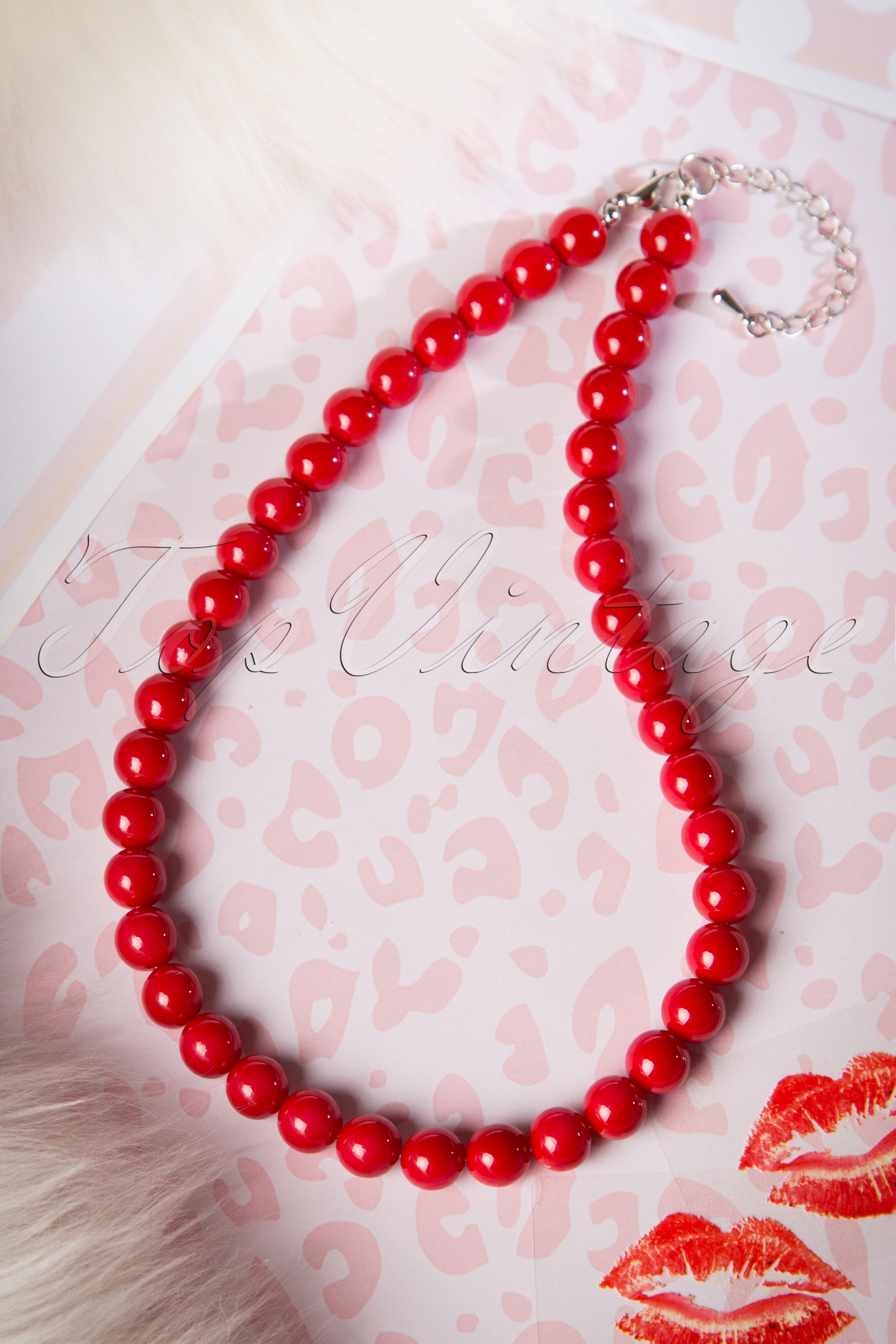 Collectif Clothing - Ruby parelketting in rood