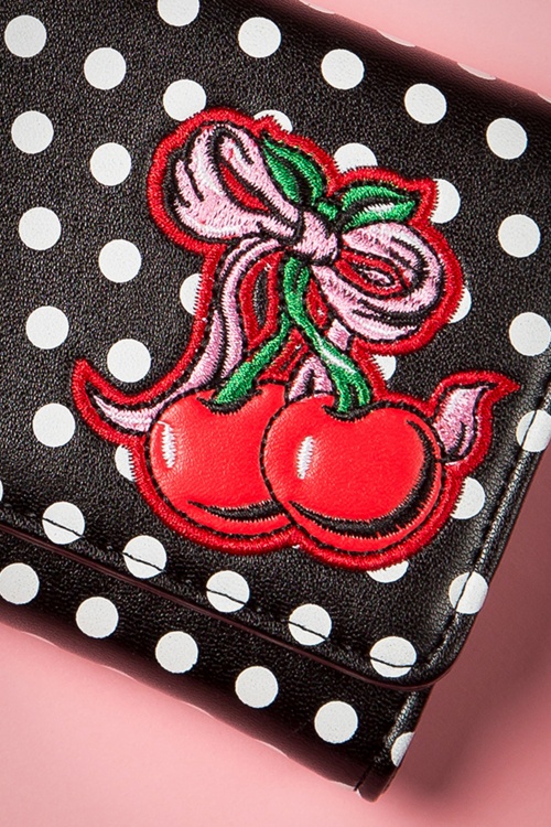 Banned Alternative - Lucille Cherry Polka-portemonnee in zwart 2