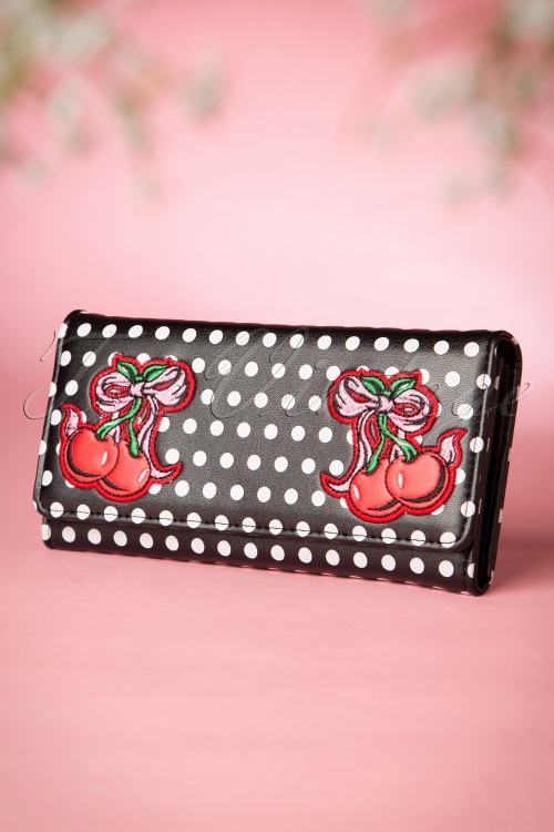 Banned Alternative - Lucille Cherry Polka Purse Années 50 en Noir