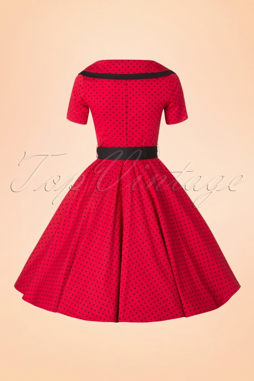 Bunny - 50s Mimi Polkadot Swing Dress in Red 8