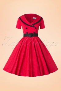 Bunny - 50s Mimi Polkadot Swing Dress in Red 4