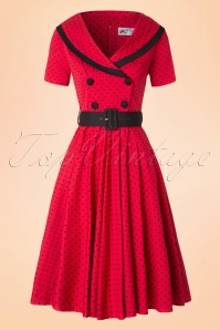 Bunny - 50s Mimi Polkadot Swing Dress in Red 3
