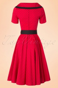 Bunny - 50s Mimi Polkadot Swing Dress in Red 7