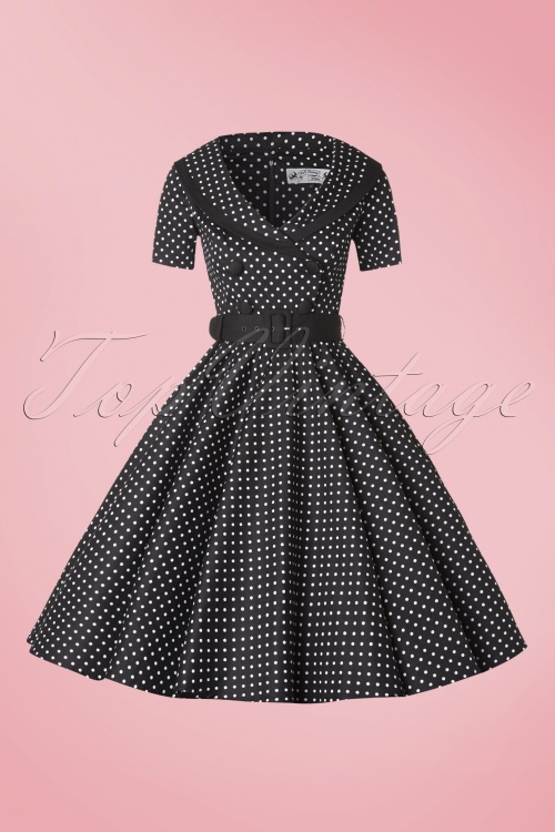 Bunny - 50s Mimi Polkadot Swing Dress in Black 4