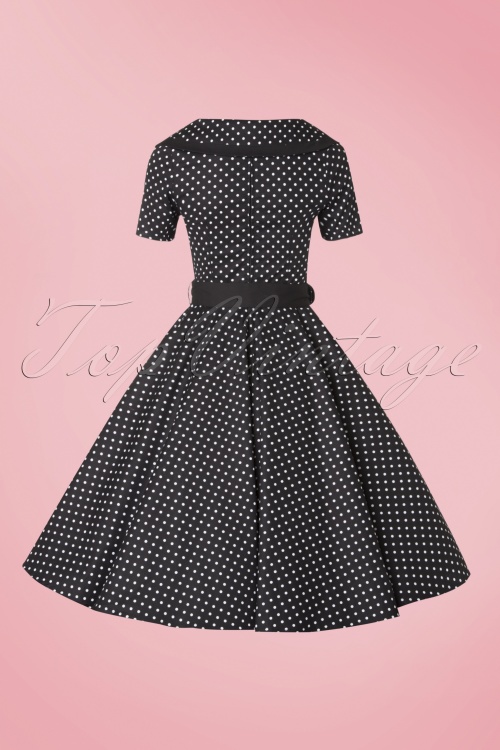 Bunny - 50s Mimi Polkadot Swing Dress in Black 10