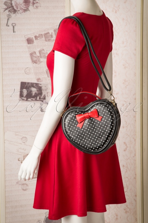 Banned Retro - Love at First Sight Bow Handbag Années 1940 en Rouge  7