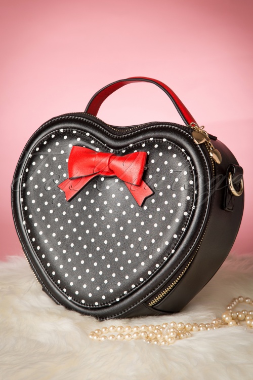 Banned Retro - Love at First Sight Bow Handbag Années 1940 en Rouge  3