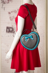 Banned Retro - Love at First Sight Bow Handbag Années 1940 en Bleu  7