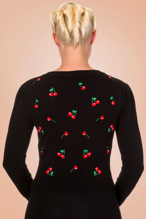 Banned Retro - 50s Drive me Crazy Cherries Cardigan in Black 4