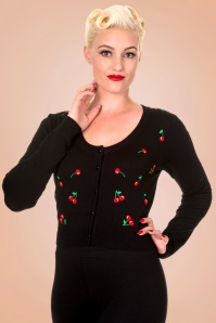 Banned Retro - 50s Drive me Crazy Cherries Cardigan in Black 2