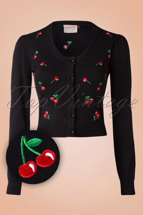 Banned Retro - 50s Drive me Crazy Cherries Cardigan in Black