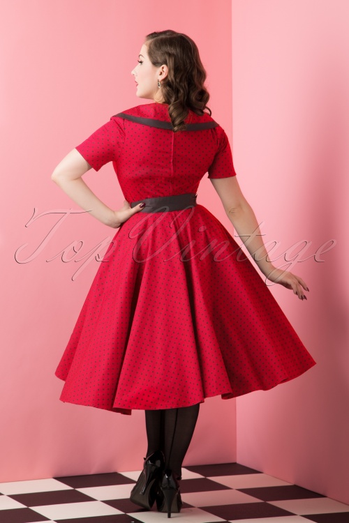 Bunny - 50s Mimi Polkadot Swing Dress in Red 2