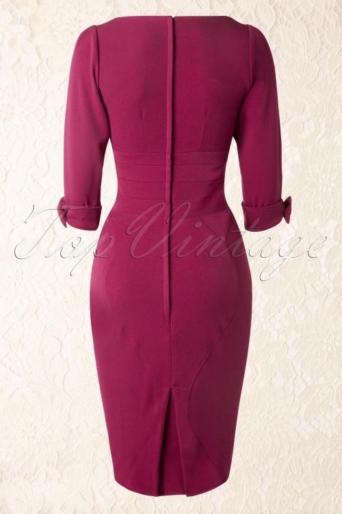 Miss Candyfloss - 50s Sylvana Bow Pencil Dress in Raspberry Pink 7