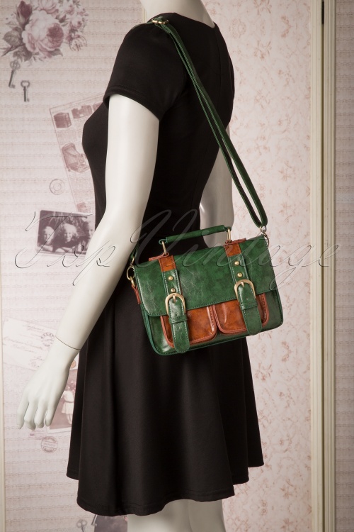 Banned Retro - Leila Messenger Bag Années 1950 en Vert 7