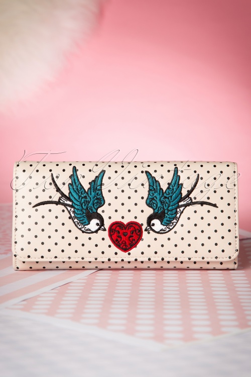Banned Retro - 50s Now or Never Polka Purse in Cream