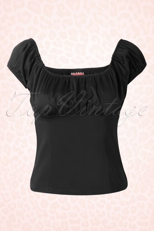 Pinup Couture - 50s Peasant Top in Black 4