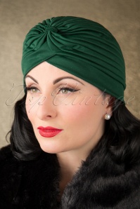 ZaZoo - 50s Sally Sateen Turban Hat in Green 2