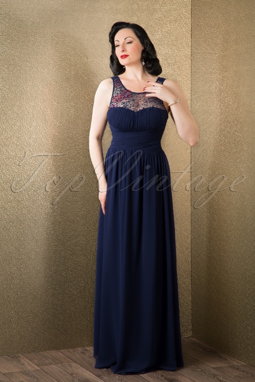 navy embellished maxi dress