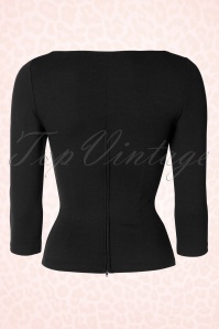 Pinup Couture - 50s Laura Byrnes California Sabrina Top in Black 3