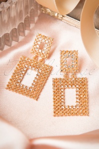 From Paris with Love! - 60s Hollow Square Earrings in Gold