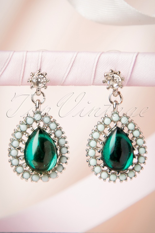 From Paris with Love! - Drop Earrings Années 1920 en Vert émeraude