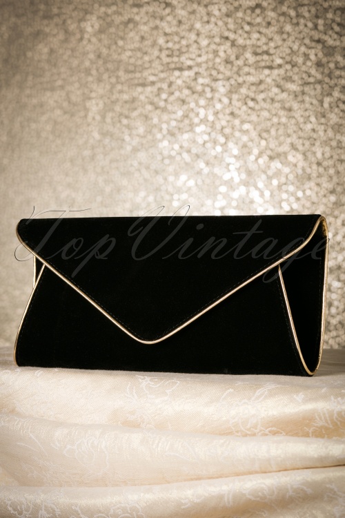 La Parisienne - Lucy Vintage Envelope Clutch Années 1960 en Noir  2