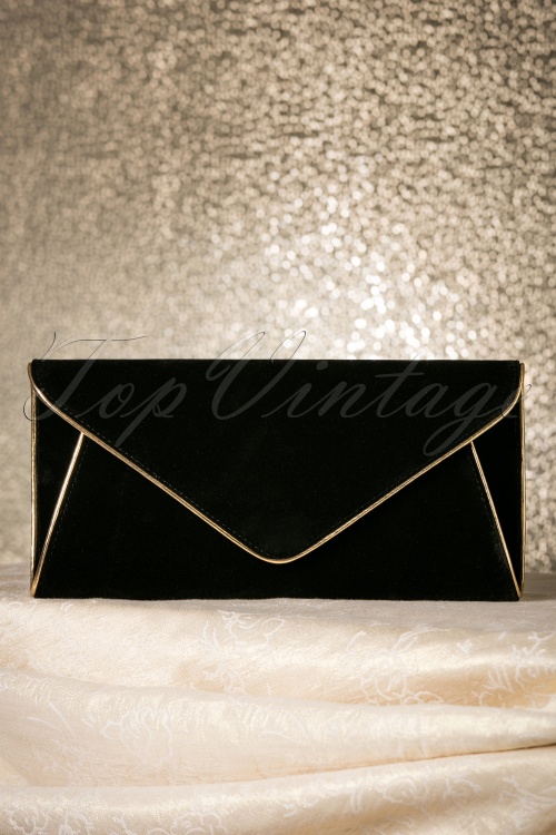 La Parisienne - Lucy Vintage Envelope Clutch Années 1960 en Noir 