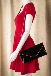 La Parisienne - 60s Lucy Black Vintage Envelope Clutch  7