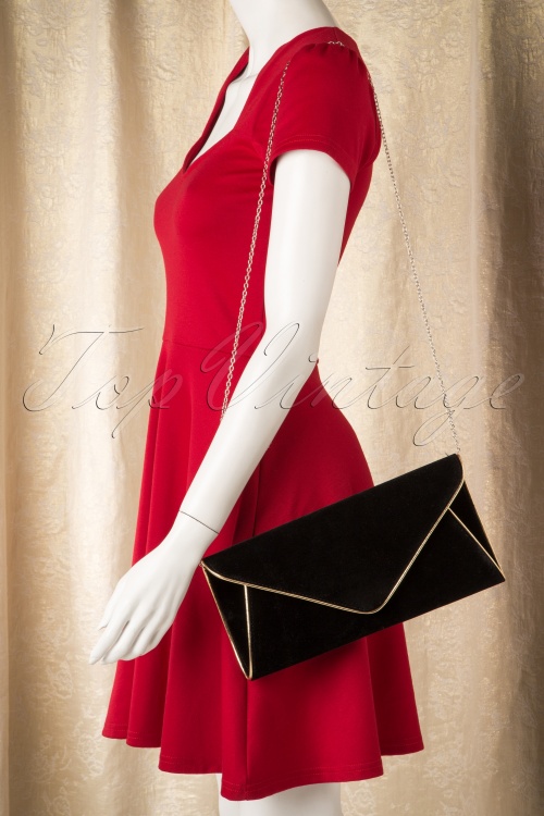 La Parisienne - 60s Lucy Black Vintage Envelope Clutch  7