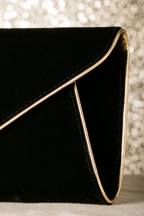La Parisienne - Lucy zwarte vintage envelop clutch 6