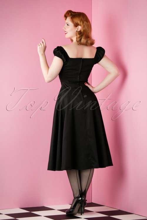 Collectif Clothing - 50s Dolores Doll Swing Dress in Black 2