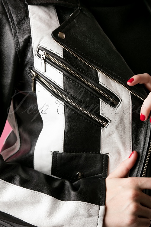 50s Beetlejuice Leather Jacket In Black And White