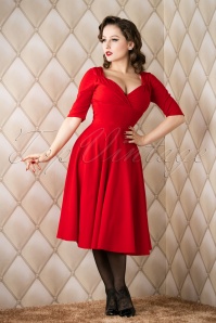 Collectif Clothing - Trixie Doll Swing Dress Années 50 en Rouge