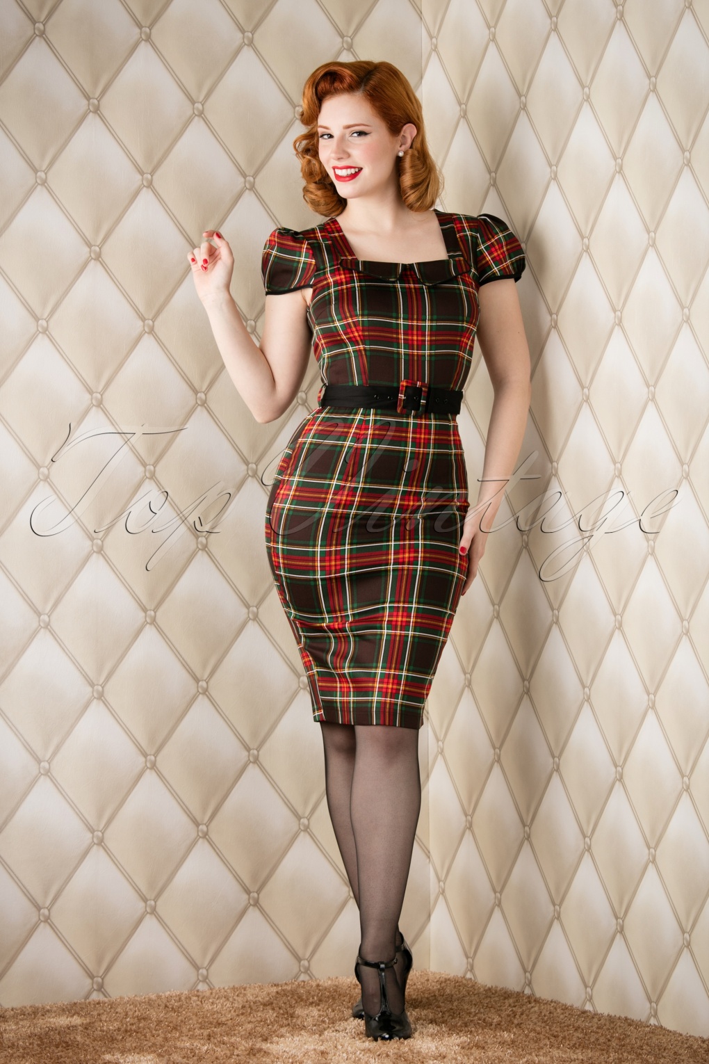 50s Betty Check Pencil Dress